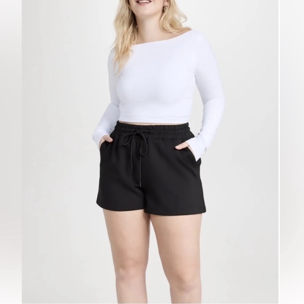 Good American Scuba Drawstring Shorts Black 8 equals 5X‎